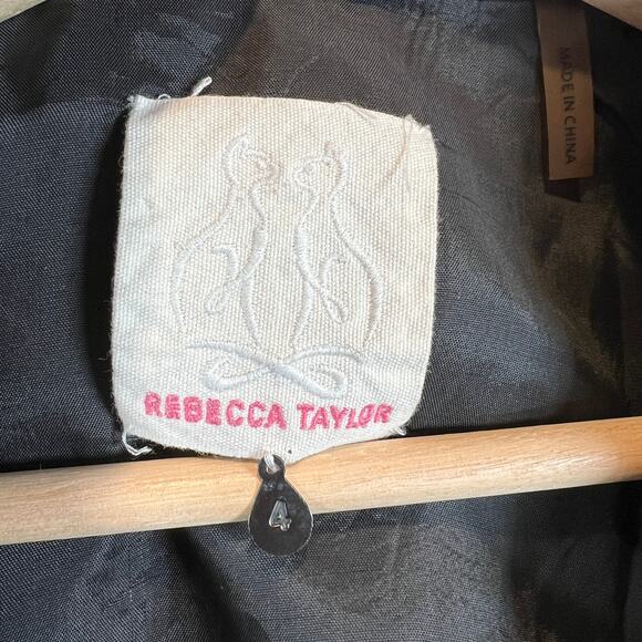 Rebecca Taylor Tiered Ruffle Peplum Blazer Wool Blend Charcoal Jacket Womens 4 - Picture 5 of 16